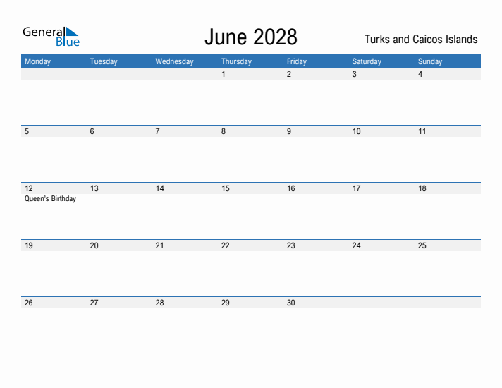 Fillable June 2028 Calendar