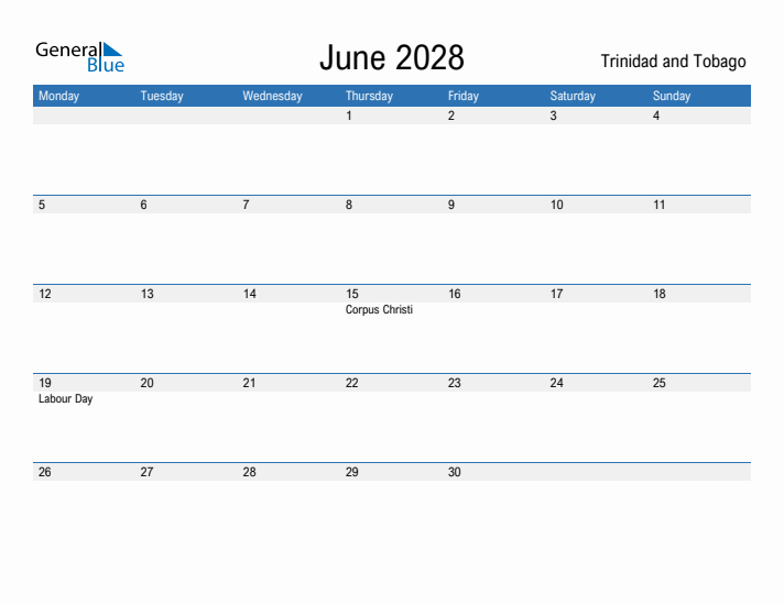 Fillable June 2028 Calendar