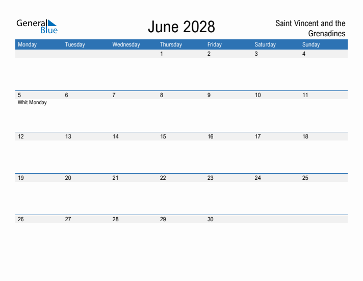 Fillable June 2028 Calendar