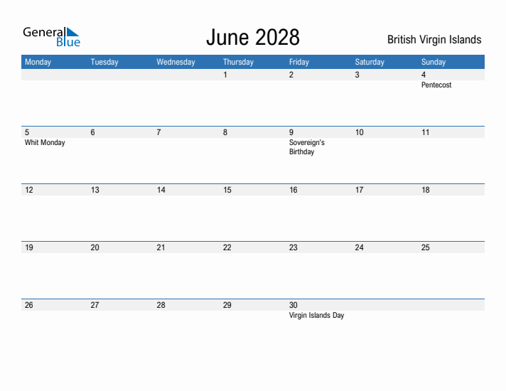 Fillable June 2028 Calendar