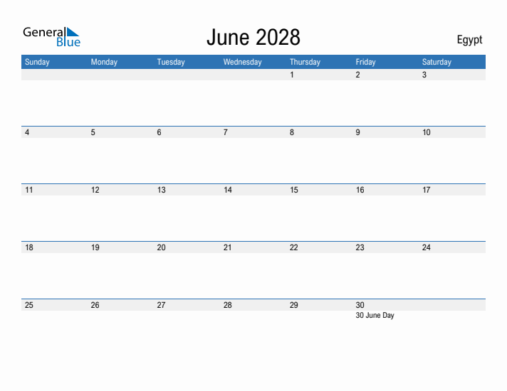 Fillable June 2028 Calendar