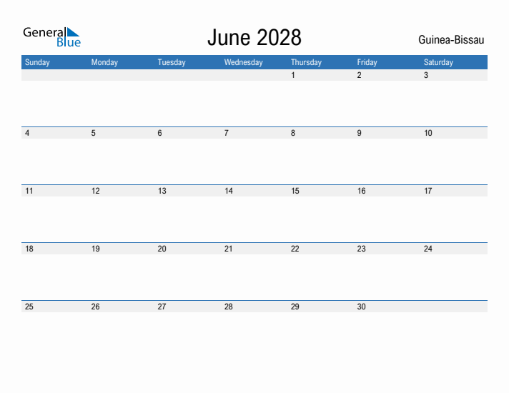 Fillable June 2028 Calendar
