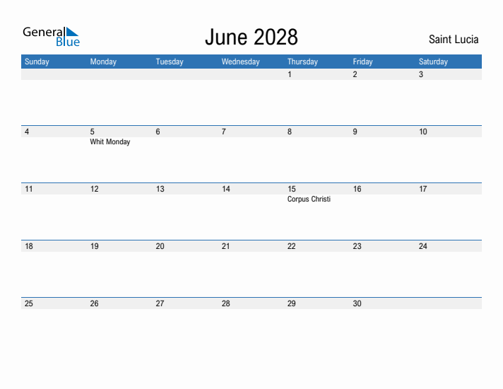 Fillable June 2028 Calendar