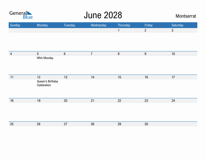 Fillable June 2028 Calendar