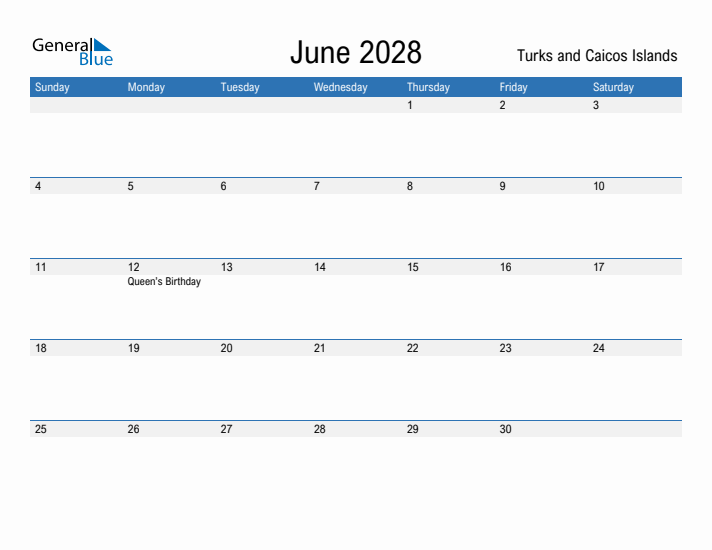 Fillable June 2028 Calendar