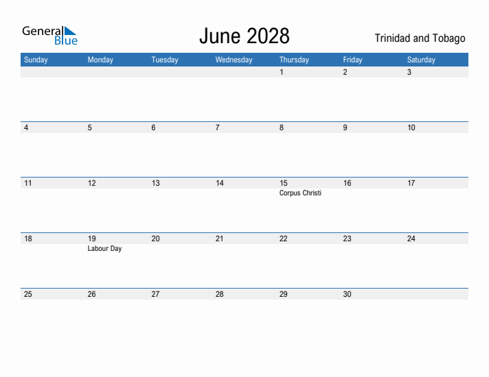 Fillable June 2028 Calendar
