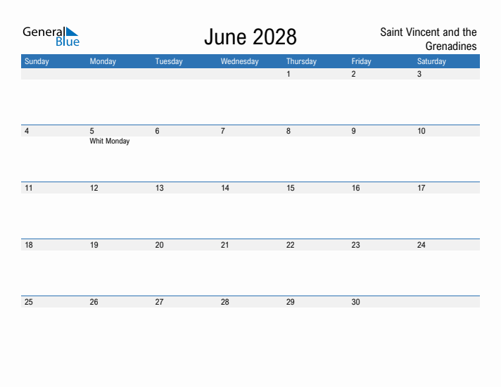 Fillable June 2028 Calendar