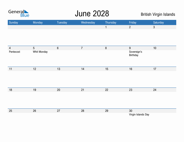 Fillable June 2028 Calendar