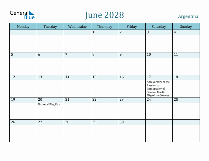 June 2028 Calendar with Holidays