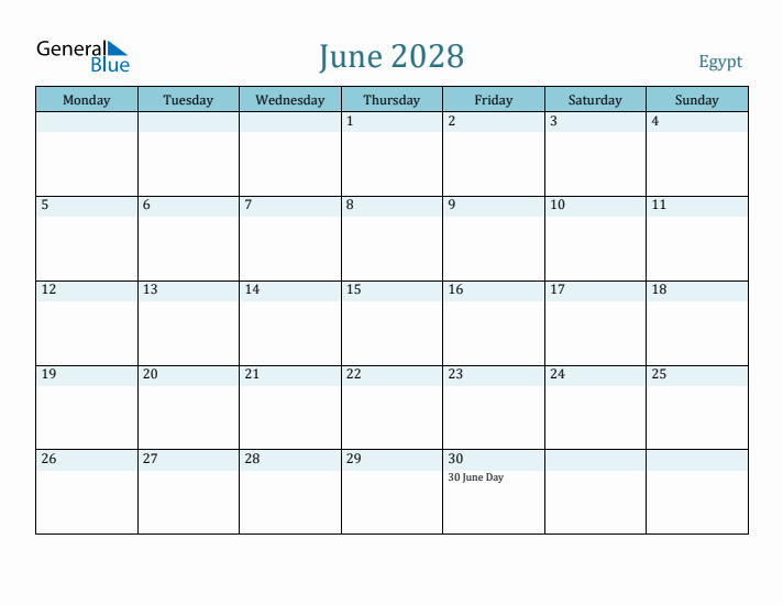 June 2028 Calendar with Holidays