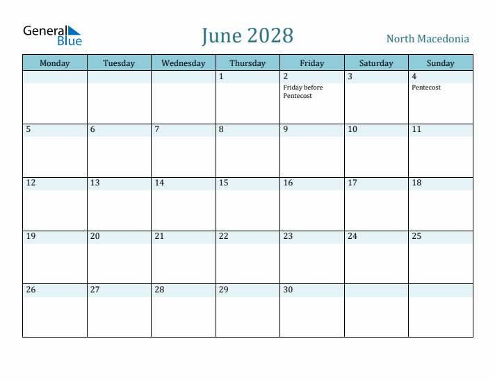 June 2028 Calendar with Holidays