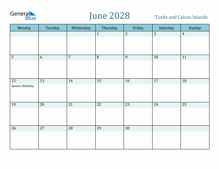 June 2028 Calendar with Holidays