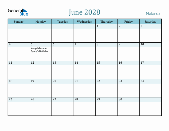 June 2028 Calendar with Holidays
