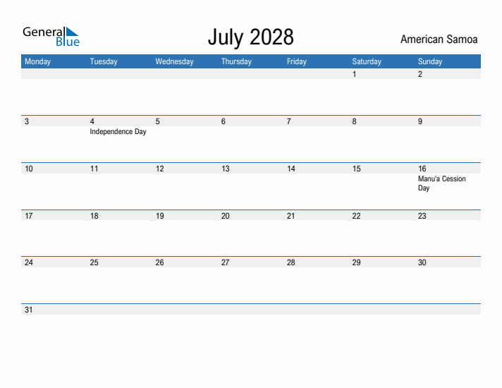 Fillable July 2028 Calendar