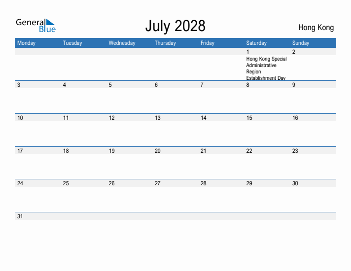 Fillable July 2028 Calendar