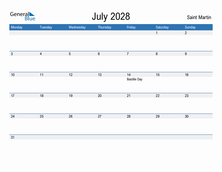 Fillable July 2028 Calendar