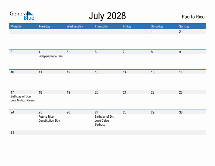 Fillable July 2028 Calendar