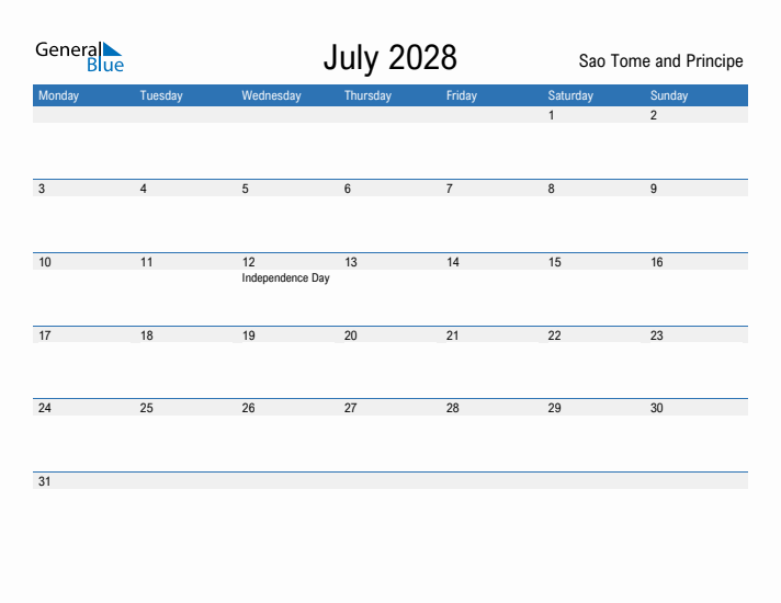 Fillable July 2028 Calendar