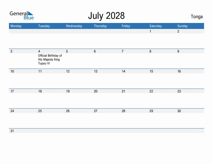 Fillable July 2028 Calendar