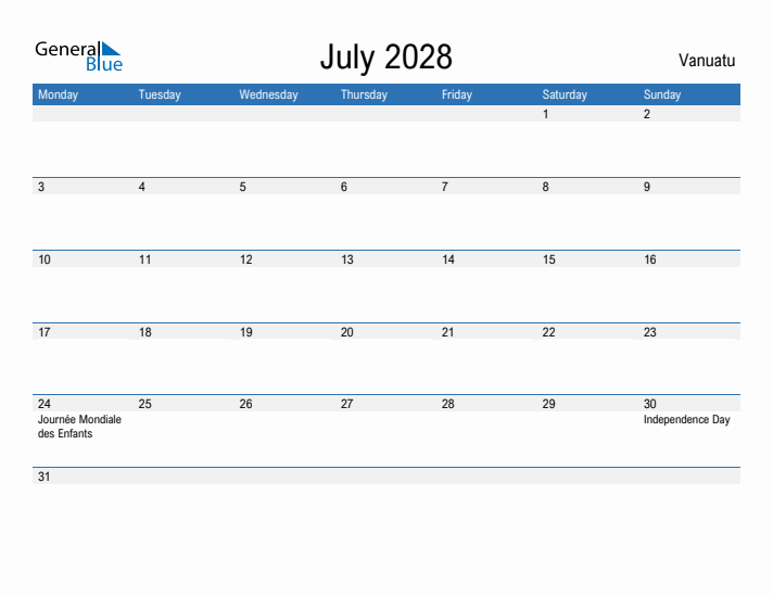 Fillable July 2028 Calendar