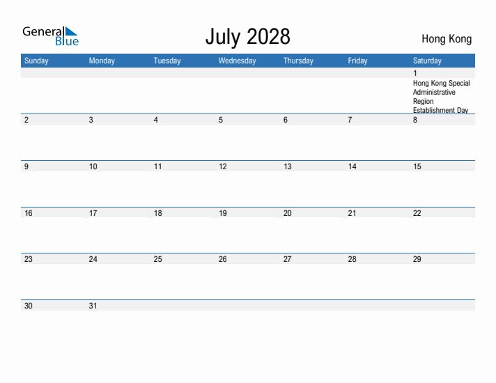 Fillable July 2028 Calendar