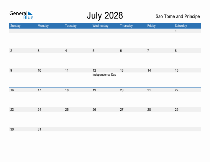Fillable July 2028 Calendar