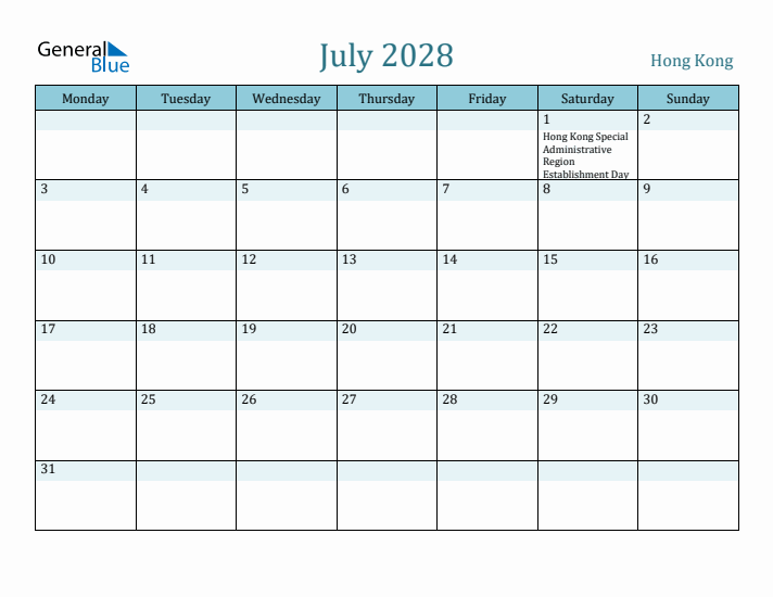 July 2028 Calendar with Holidays