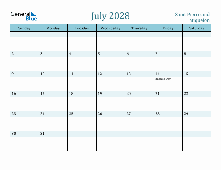 July 2028 Calendar with Holidays