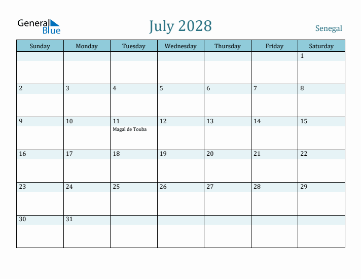 July 2028 Calendar with Holidays