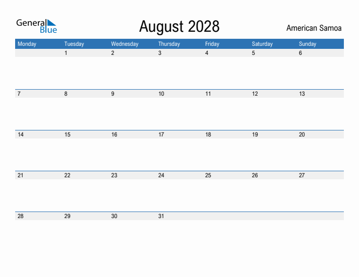 Fillable August 2028 Calendar