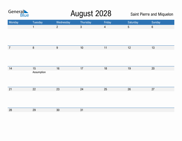 Fillable August 2028 Calendar