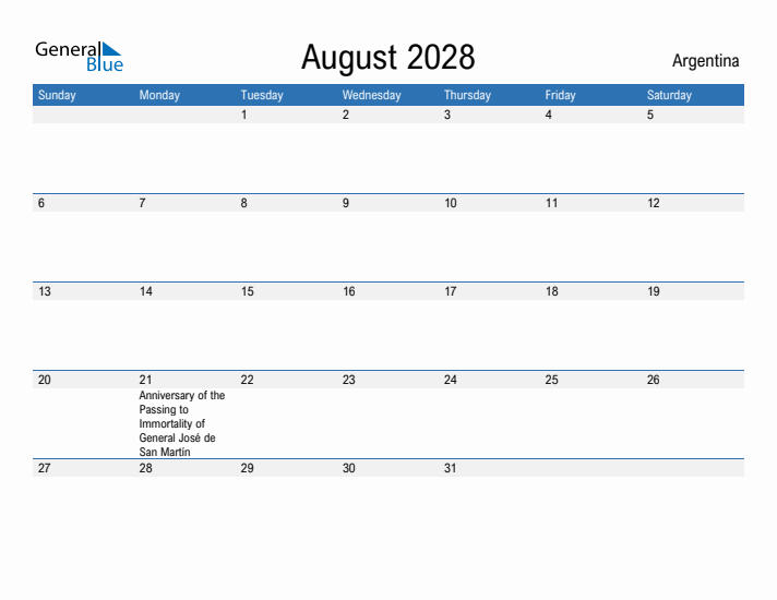 Fillable August 2028 Calendar