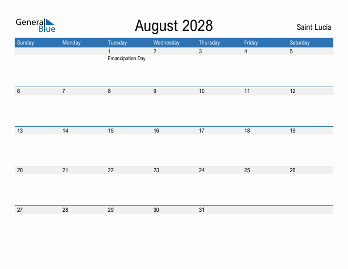 Fillable August 2028 Calendar