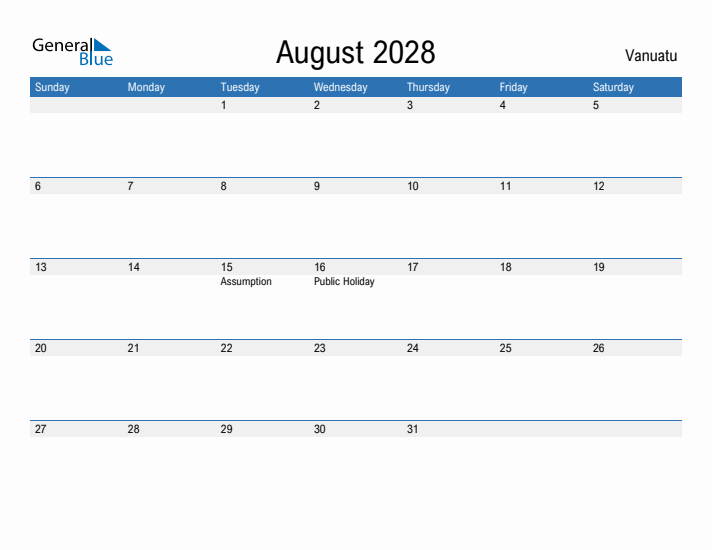Fillable August 2028 Calendar