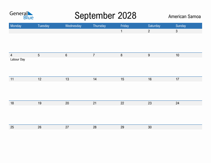 Fillable September 2028 Calendar