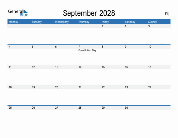 Fillable September 2028 Calendar