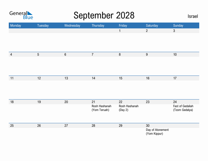 Fillable September 2028 Calendar