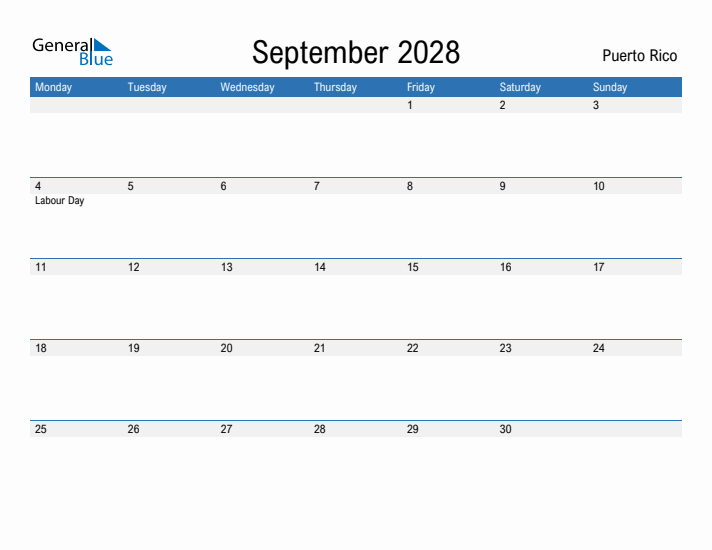 Fillable September 2028 Calendar