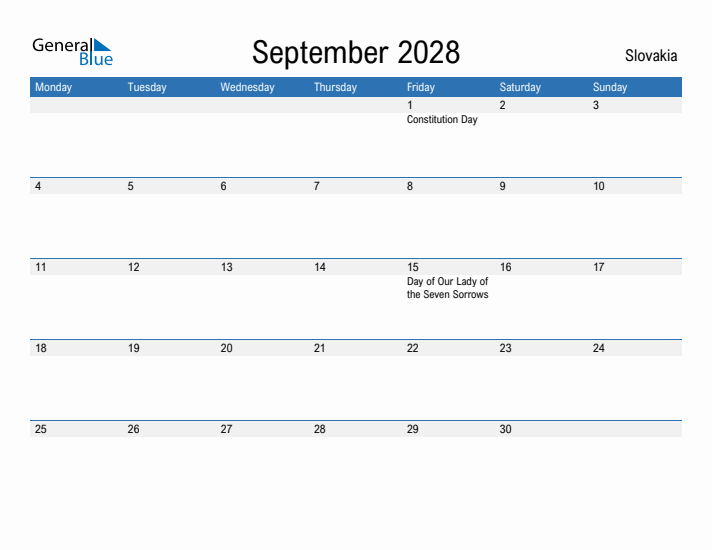 Fillable September 2028 Calendar