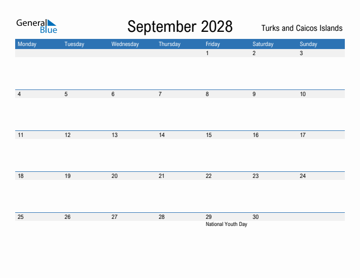 Fillable September 2028 Calendar