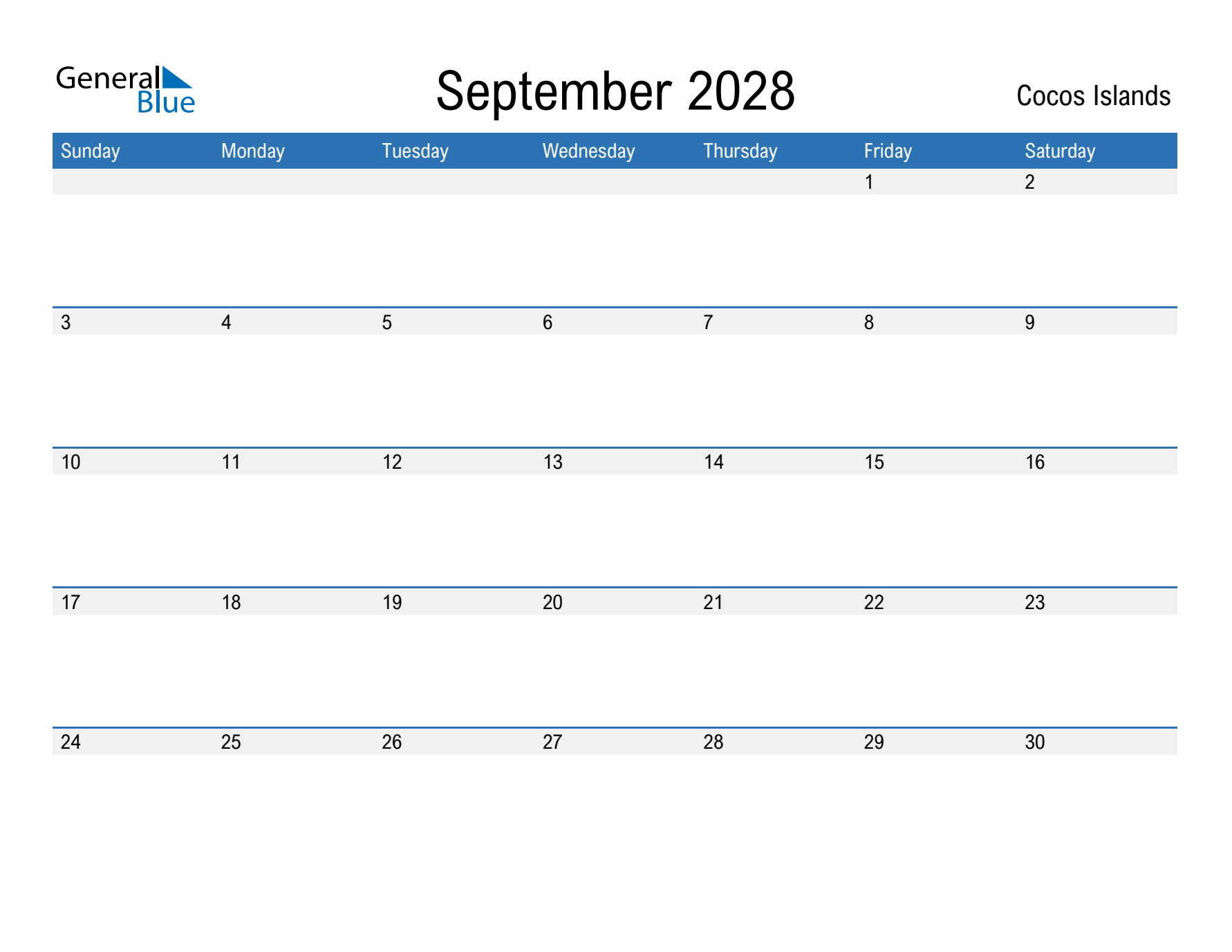 Fillable September 2028 Calendar