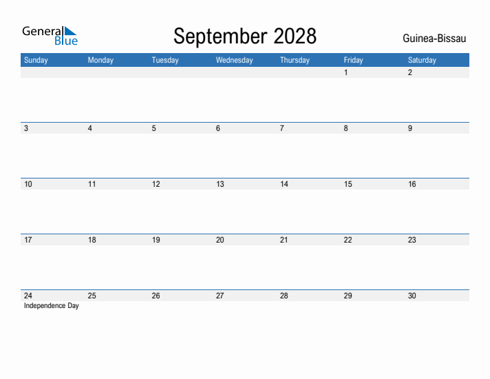 Fillable September 2028 Calendar