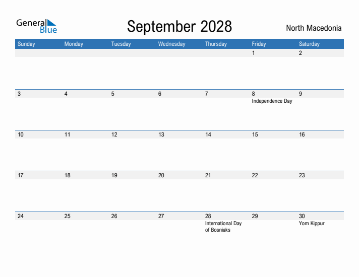 Fillable September 2028 Calendar