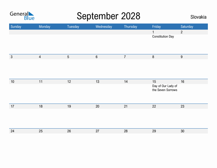 Fillable September 2028 Calendar