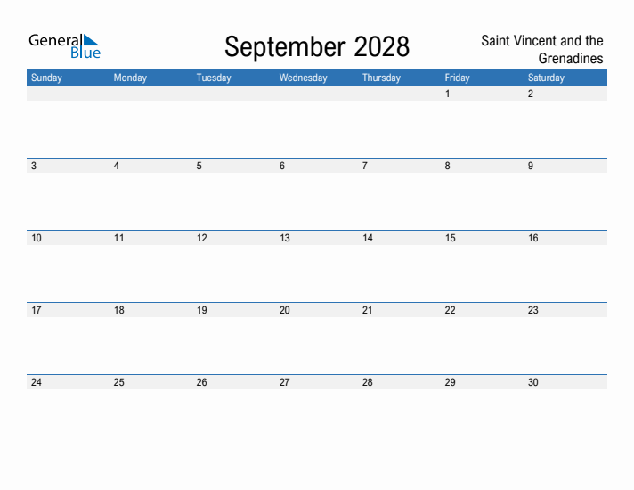 Fillable September 2028 Calendar