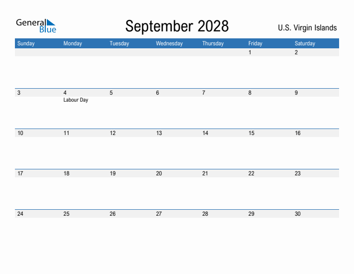 Fillable September 2028 Calendar