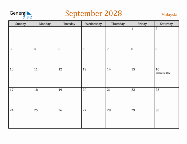 September 2028 Holiday Calendar with Sunday Start