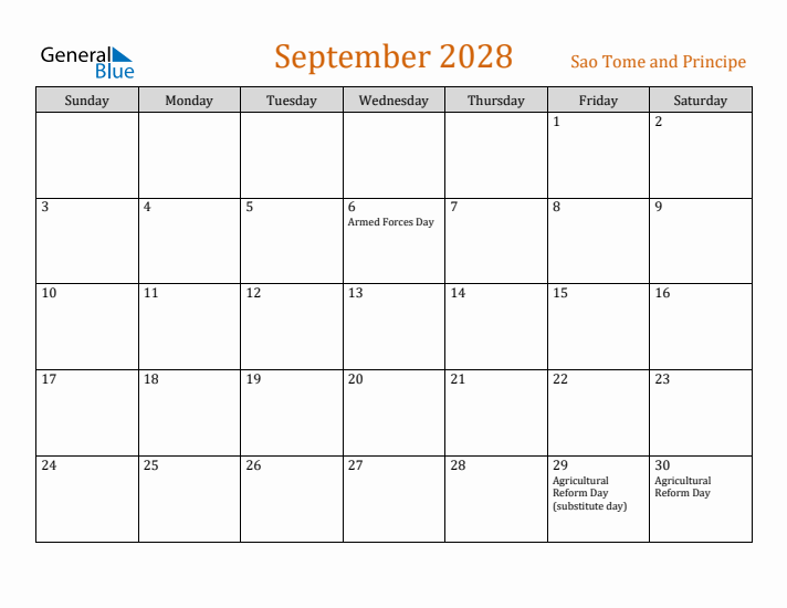 September 2028 Holiday Calendar with Sunday Start