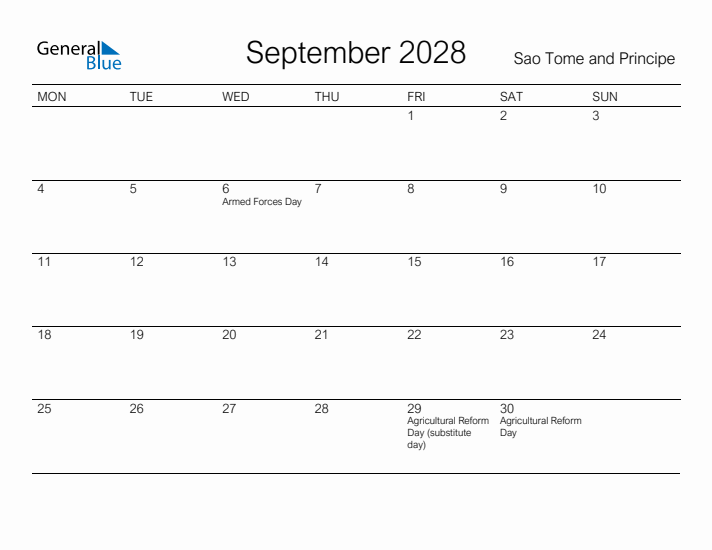 Printable September 2028 Calendar for Sao Tome and Principe