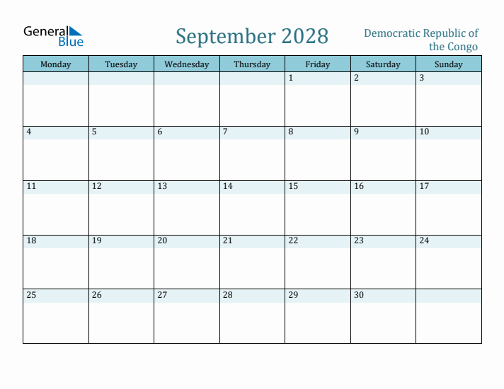 September 2028 Calendar with Holidays